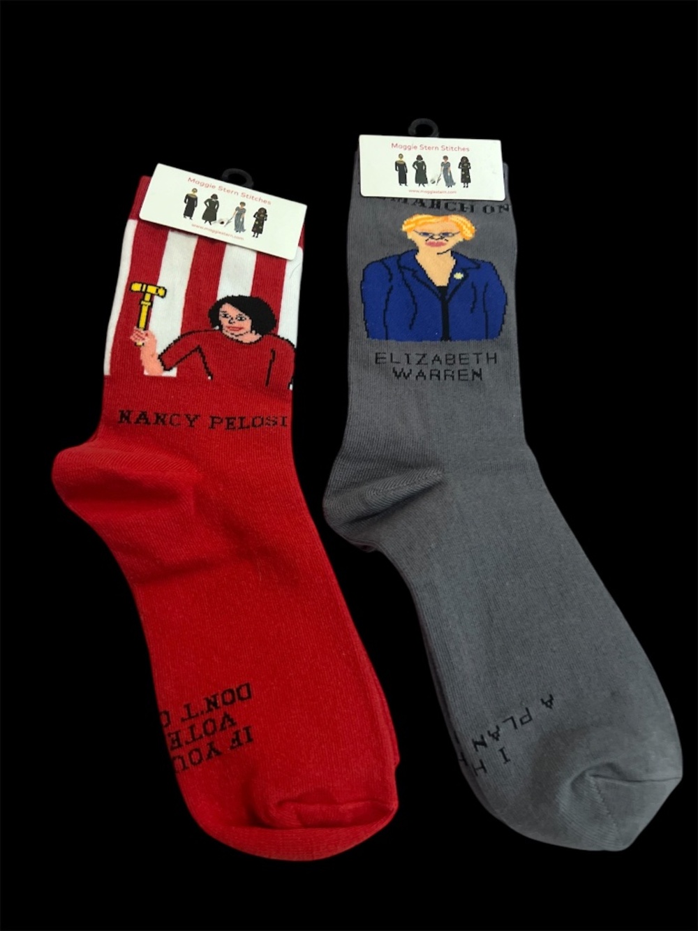 NEW! Maggie Stern Stitches Political Socks Nancy Pelosi Elizabeth Warren NWT